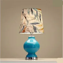 Средиземноморский Ручной работы синий Керамика ткань абажур настольной лампы Led E27 Настольная лампа для Гостиная Спальня Свадебный декор H 57 см 1459