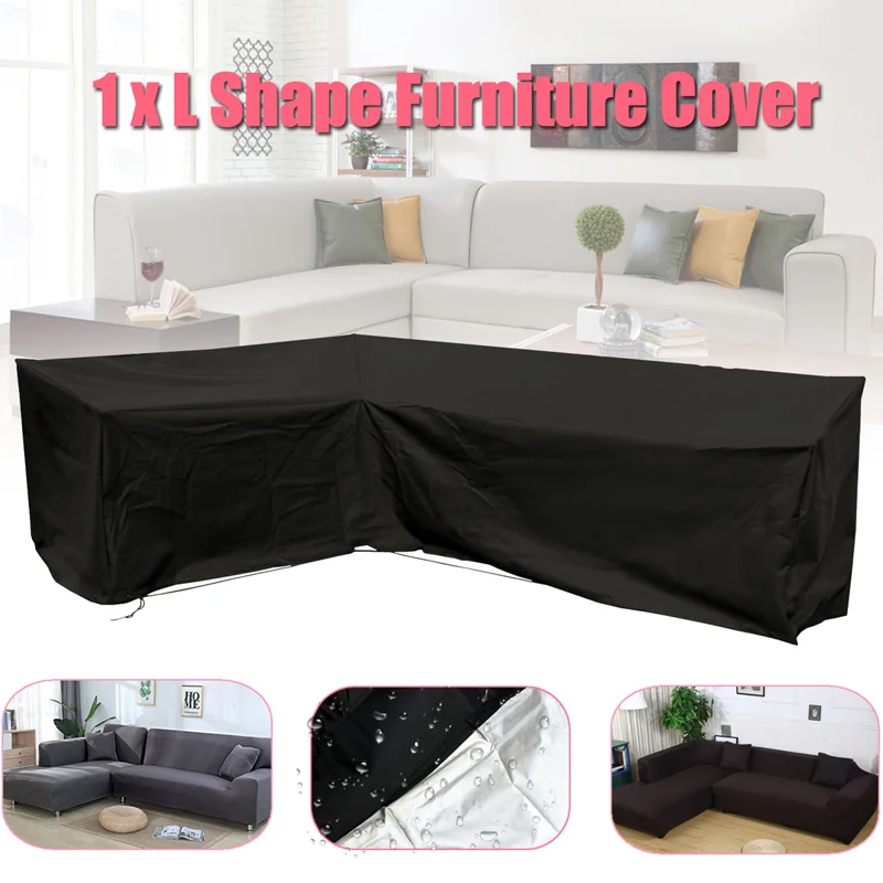 

L Shape Cover Patio Sofa Furniture Couch Cover Waterproof Dustproof for Moving Sunscreen HG99