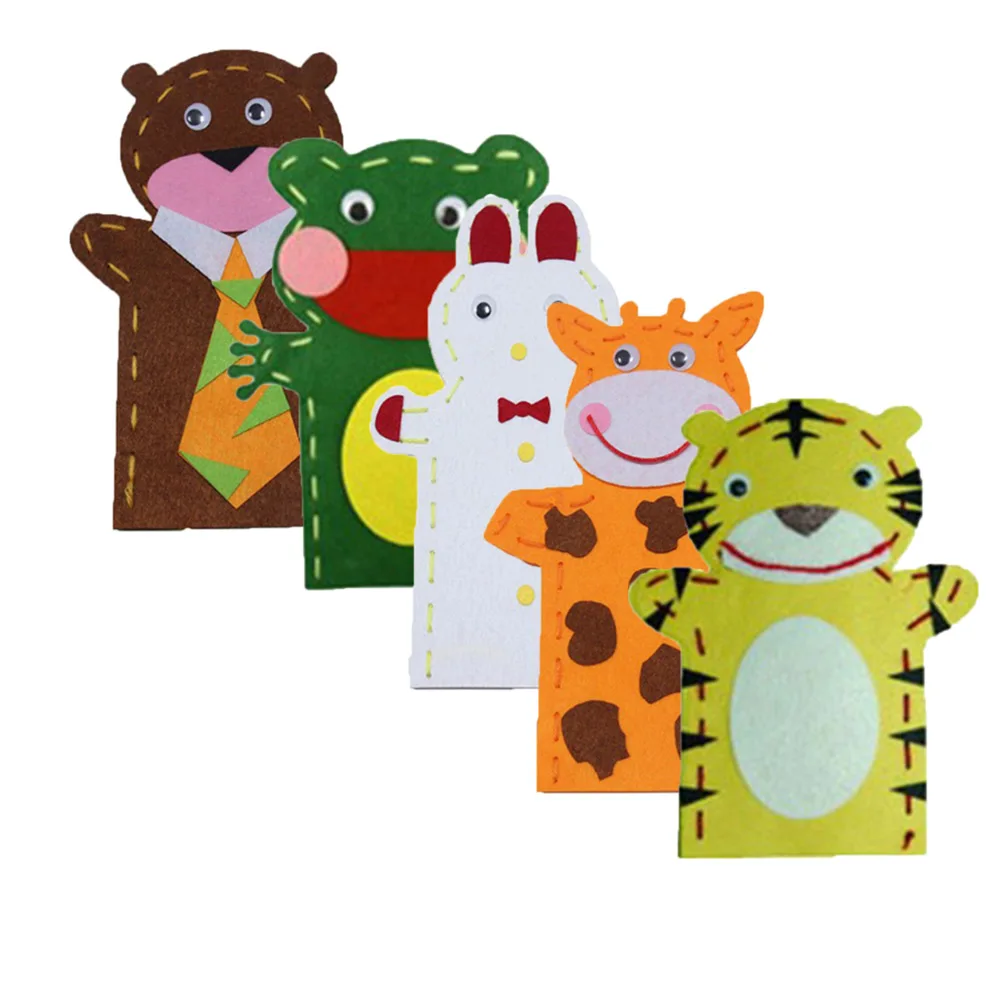 

Kids DIY Handmade Cartoon Animal Hand Cloth Puppet Dolls Story Telling Handcraft Kits Felt Fabric Craft Cow Frog
