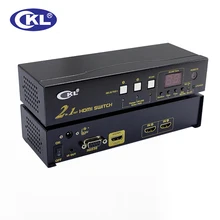 Ckl-21h 2 Порты и разъёмы Авто HDMI коммутатора 2 в 1 с ИК-пульт дистанционного RS232 Управление автоматическое обнаружение EDID Поддержка 3D 1080 P