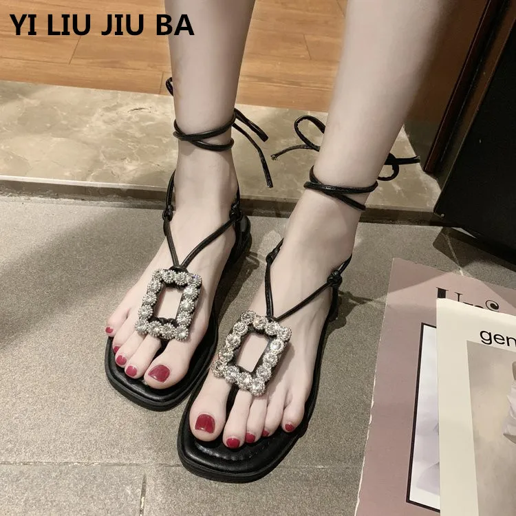 

Rhinestone Sandals Women Sandals Fashion Summer Shoes Women Rome Gladiator Casual flats Sandals Beach Shoes Female Zapatos *047