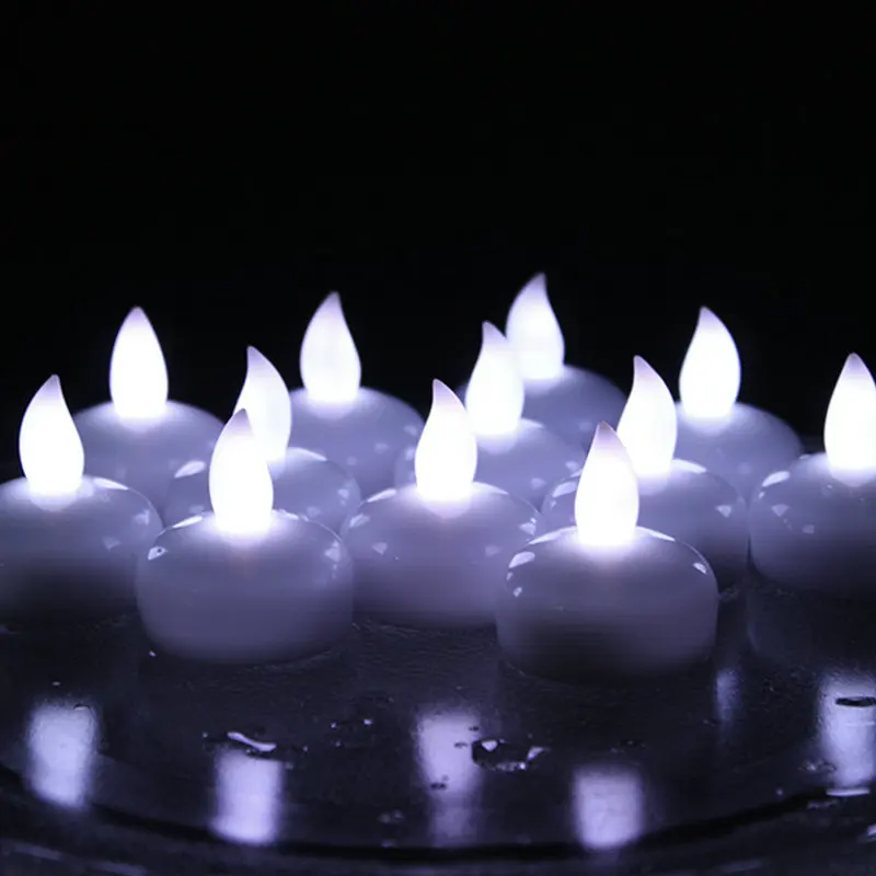 

12pcs/lot Flameless Floating LED tealight candle light battery operated/wedding Christmas Holiday party centerpiece Decor-WHITE