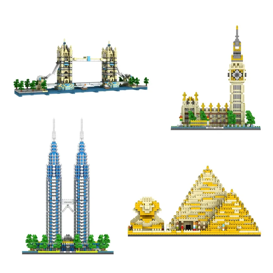 

Famous Architecture Pyramid London Tower Bridge Big Ben Building Blocks Educational Toys For Children