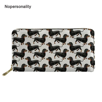 

Nopersonality Cute Dachshund Dog Print Leather Wallet Long Zipper Coin Purse for Women Lovely Female Ladies Clutch Hand Bags