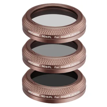 

Neewer 3 Pcs Filter Kit for the DJI X4S Camera Inspire 2: ND4/PL+ND8/PL+ND16/PL Lens Filters Optical Glass Aluminum Alloy Frame