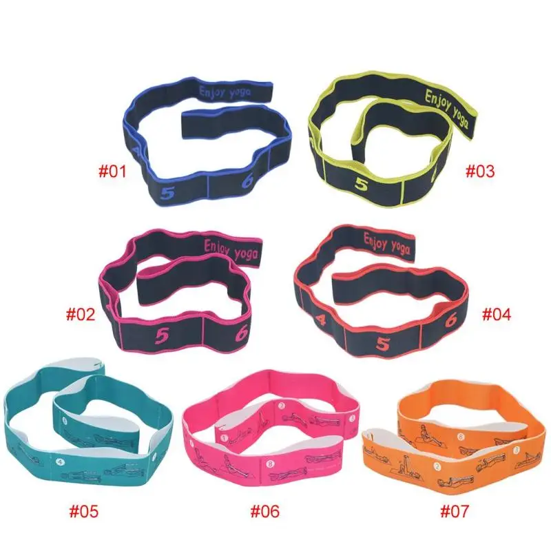 8 Grid Digital Position Elastic Fitness Band Yoga Latin Dance Stretch Belts Rubber Loop Elastic band for training  Fitness
