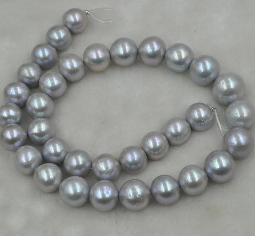 Огромный Круглый Серый жемчуг kasumi 12 14 мм нить 40 см|freshwater pearls strands|pearl strandfreshwater pearl |