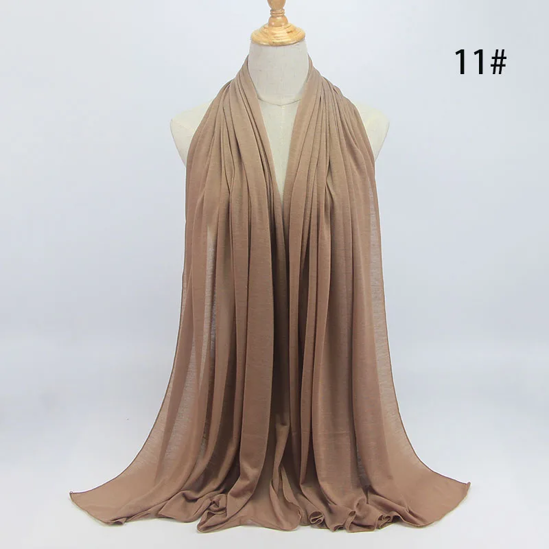 COLOR 11 camel Мусульманский хиджаб исламский женский мусульманский хиджаб шарф Эластичный Джерси-шарф хлопок мягкие шали простые шарфы - Цвет: COLOR 11 camel