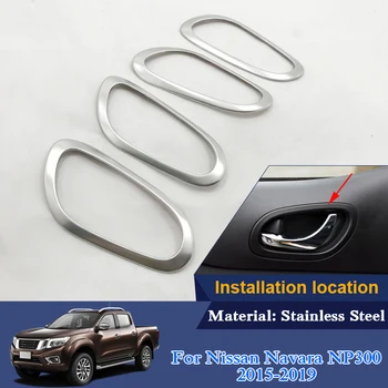 

QCBXYYXH Car Styling Car Inner Door Handle Box Sequins Interior Auto Handle Frame Sequin For Nissan Navara NP300 D23 2017-2019