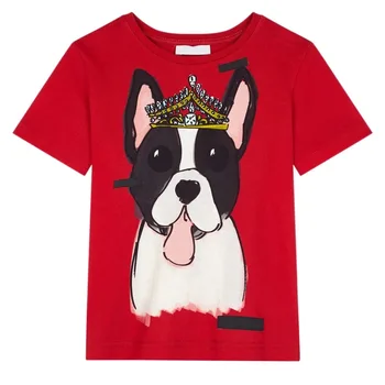 

Baby Summer Fashion Tops Mom&Daughter Cartoon Digital Printing Puppy Pattern Cute T-shirt Digital Printing Soft Cotton T Shirt
