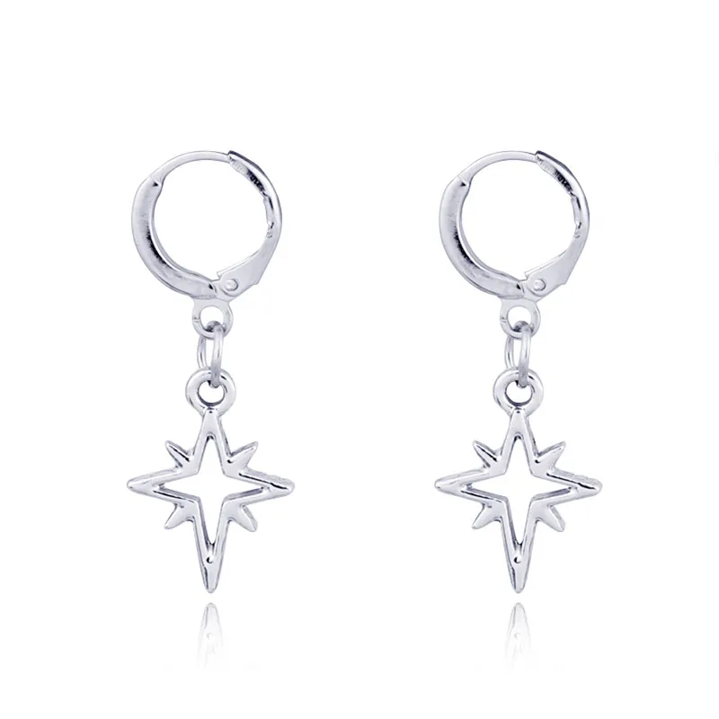 

Shining Star European Gold Silver Minimalist Star Punk Hoop Earrrings Female Women Jewelry Statement Charms Earring Brinco