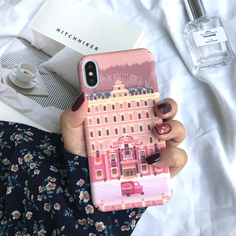 

Luxury Matte Cute Girl Style Pink Phone Case for IPhone 6 6s Plus 7 8 Plus Cases Cartoon Lovely Hard PC Painting Back Cover