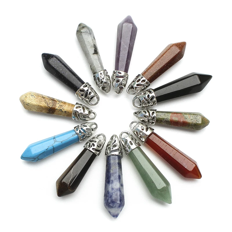 

Free shipping Natural Quartz Stone Crystal Pendants Womens Jewelry pendulum Natural Stone Quartz Crystal Pendant for Necklace