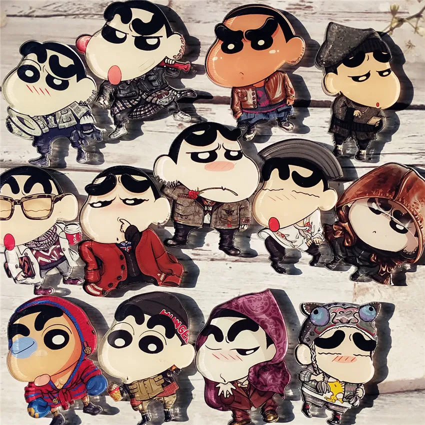 

1 PC Hot Sale Cute Cartoon Amine Acrylic Brooch Cool Crayon Shin-chan Badges Pin On Backpack Clothing Decorative Brooches