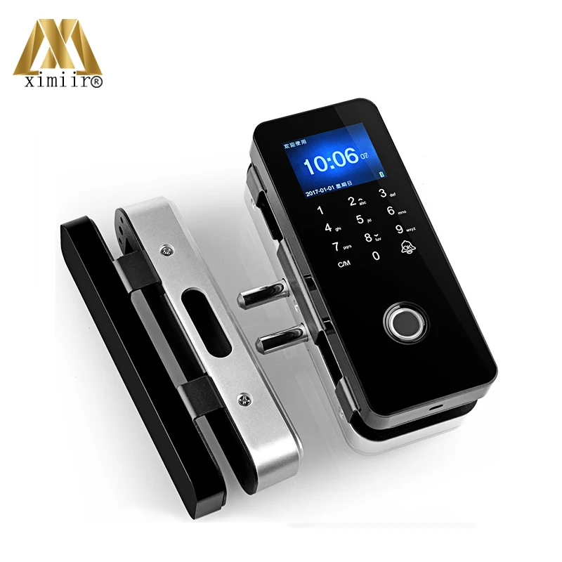 XM-308 безопасности биометрический дверной замок отпечатков пальцев для бескаркасная стеклянная дверь кодовый дверной замок с функцией