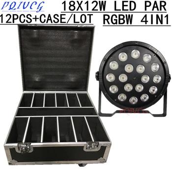 

12pcs/ 18X12W led Par light +Flight Case RGBW 4in1 flat LED PAR dmx512 4/8 CH disco lights professional stage dj equipment