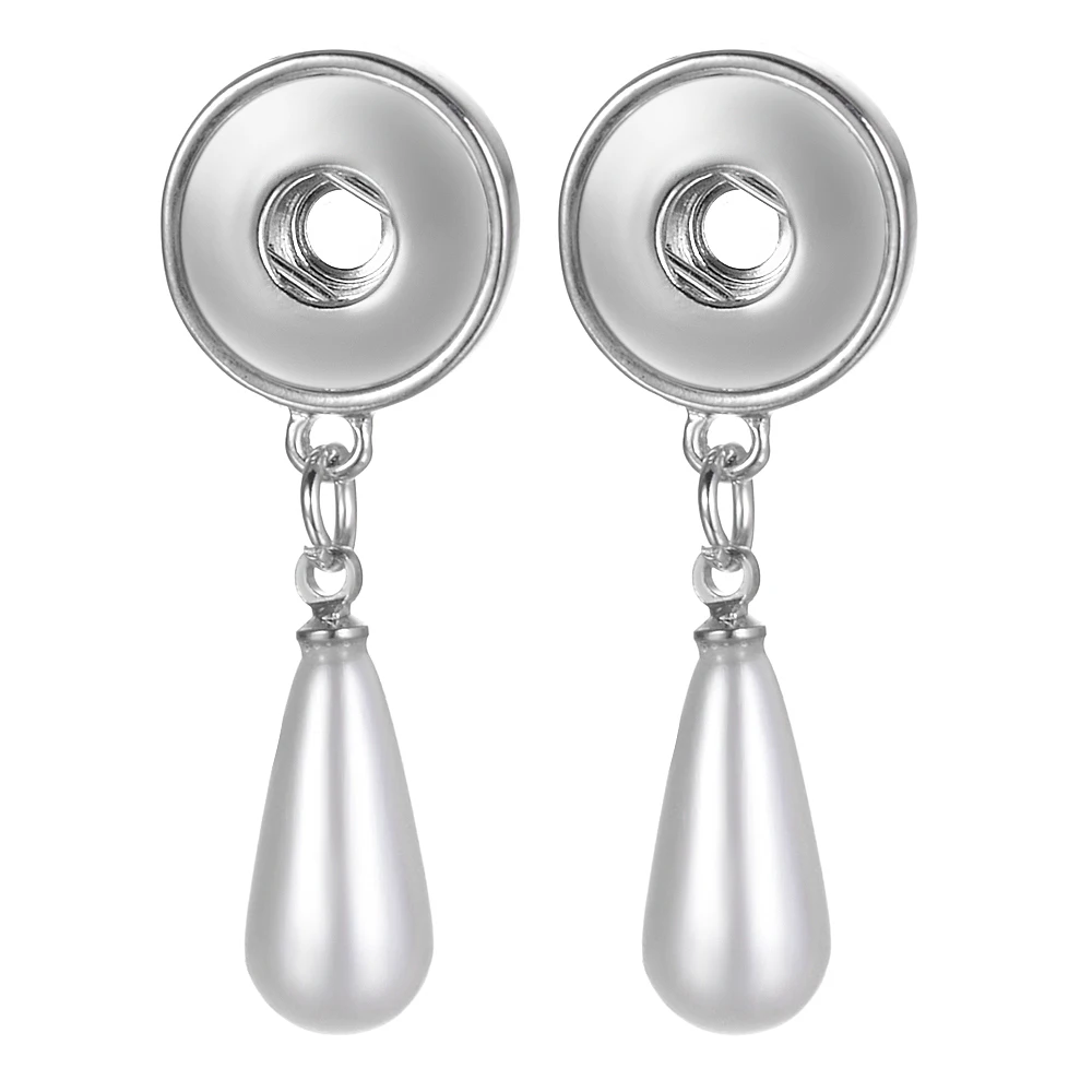 

Vocheng Statement DIY Snap Button Pearl Drop Dangle Earrings For Women Fit 12mm Petite Snap Fashion Jewelry NN-748