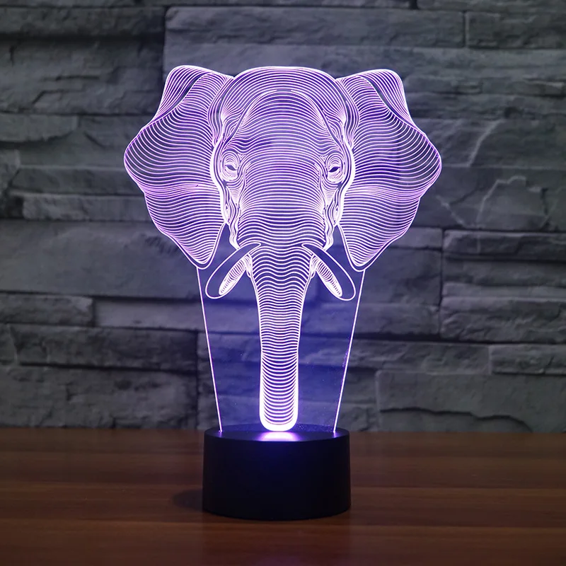 Слон Мода красочные окружающие 3d Настольная лампа Крытый Led для спальни