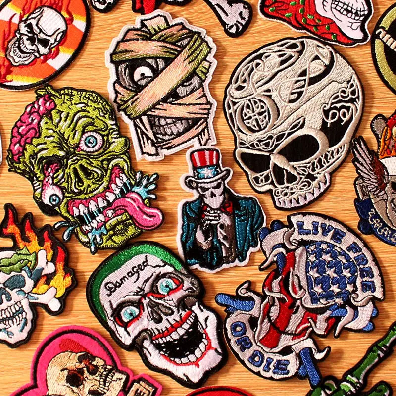 

DIY Mummy Patch Embroidered Punk Skull Patches For Clothing Iron On Patches On Clothes Embroidery Skull Patch For Clothes Badges