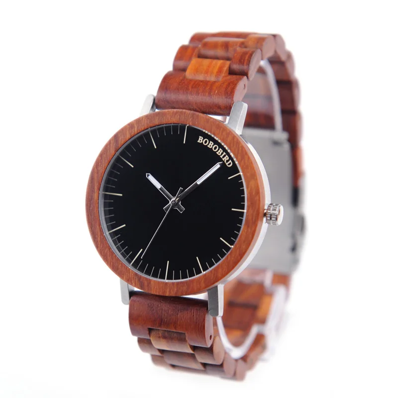 BOBO BIRD V-M15/M16 Mens Top Brand Luxury Watch Decent Silive Steel Dress Wood Quartz Watch Relogio Masculino