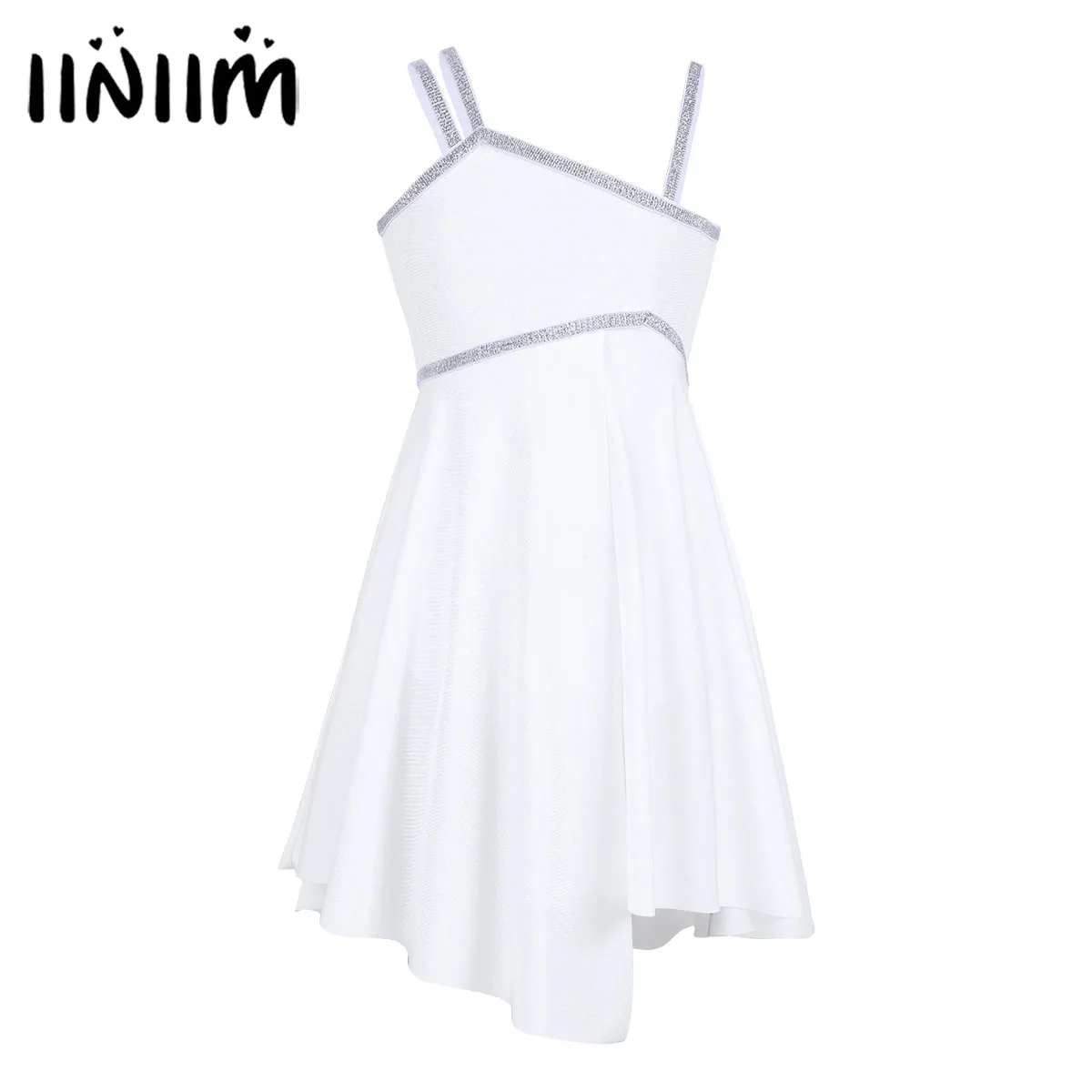 

iiniim Kids Children's Ballet Dance Tutu Dress Ballerina Shoulder Straps Shiny Gymnastics Leotard Dancewear Girls Costumes Dress