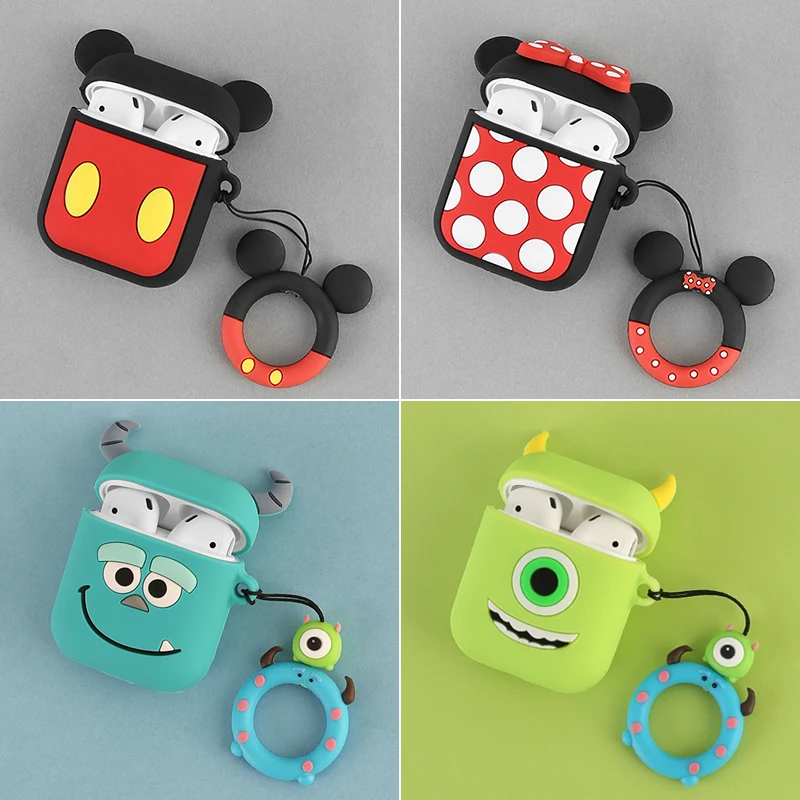 

For AirPods Bluetooth Wireless Earphone Case For Apple Airpods Charging Box Cute Protective Cover with Finger Ring Strap