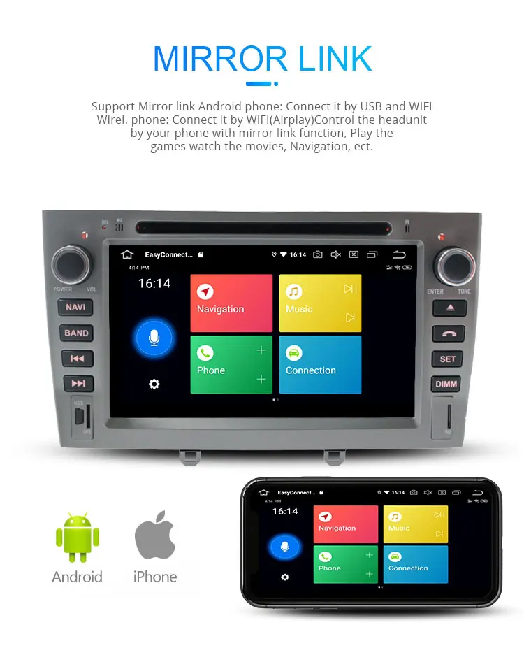 Discount LJHANG Android 9.0 Car DVD Multimedia Player For PEUGEOT 308 408 308SW GPS Navi WIFI 2 Din Car Radio Stereo Headunit Auto RDS SD 6