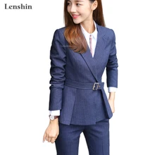 Lenshin комплект из 2 предметов Высокое качество Мягкие и удобные полосатые брюки костюм офисные женские туфли формальные бизнес дизайн для женщин