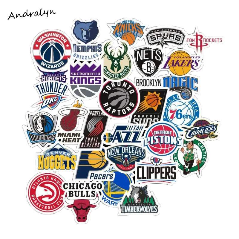 

32Pcs/Lot PVC Waterproof Club Logo Sticker For Laptop Trunk Skateboard Fridge Phone Decal Car-Styling Toy Stickers