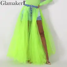 Glamaker, сетчатая прозрачная Джинсовая юбка в стиле пэчворк, сексуальная летняя белая юбка на пуговицах с высокой талией, женская уличная джинсовая юбка на пуговицах