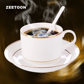 

200ml Upscale European Style Bone China Coffee Mug Set Phnom Penh Ceramics Simple Milk Water Afternoon Tea Cup with Dish Spoon