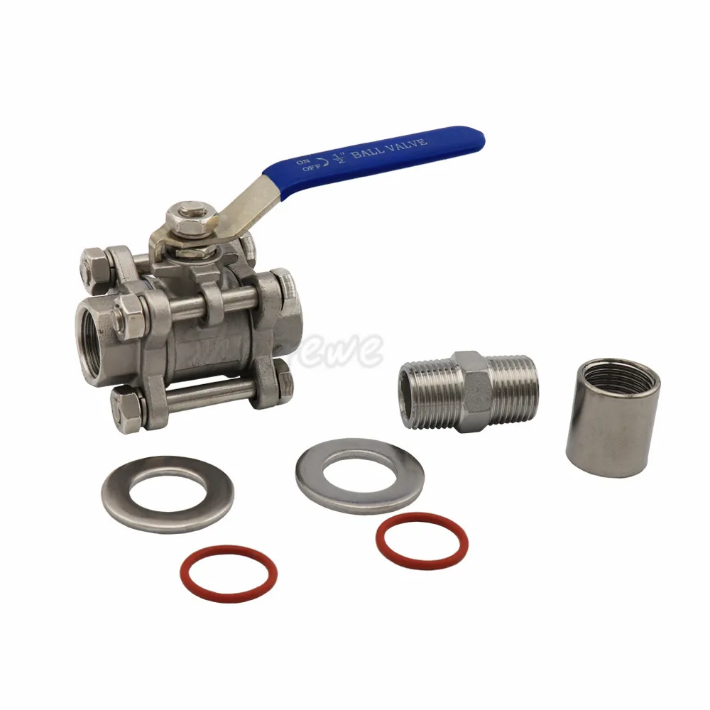 Stainless Steel Ball Valve Weldless Boil Kettle Ball Valve Bazooka Kit 6Kettle Screen, 12Hose Barb Fitting Homebrew Hardware (3)