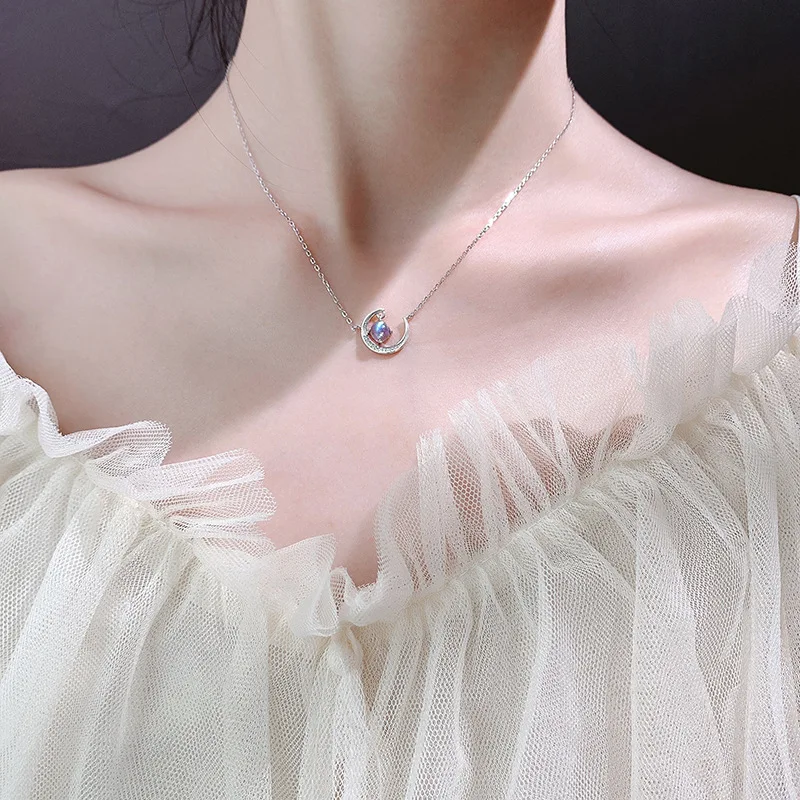 

BALMORA Light Luxury Moonstone & Moon Necklaces & Pendants For Women 925 Sterling Silver Student Girl Fashion Jewelry YCN0359