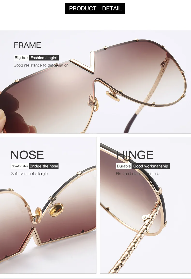 WHO CUTIE, брендовые дизайнерские солнцезащитные очки для мужчин,, высокое качество, без оправы, 90 S, негабаритные, пилот, солнцезащитные очки для женщин, розовые оттенки, Oculos OM526