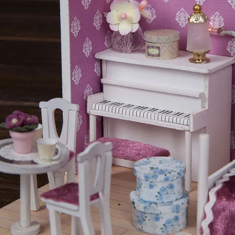 iiE CREATE 2018 New DIY Educational 3D Wooden Doll house miniature with LED+Furniture+cover Room for children Lover Gift (1)