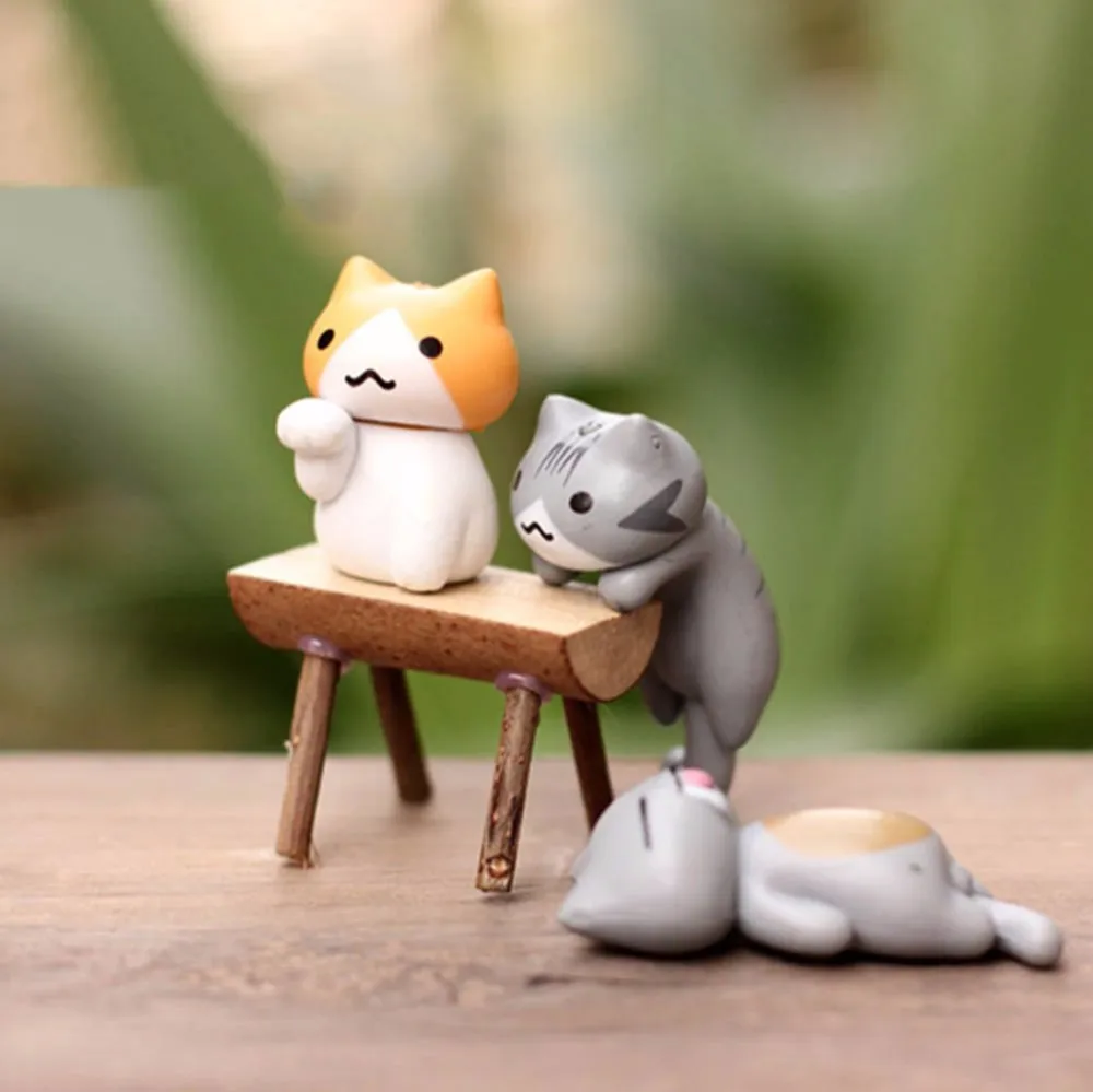6 шт мини кошки бонсай Декор Изделия из смолы с мультяшным котом миниатюры садовый Декор для дома орнамент в стиле бонсай