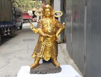 

Chinese Buddhism bronze copper WeiTuo Veda Door Warrior Deity Buddha Statue