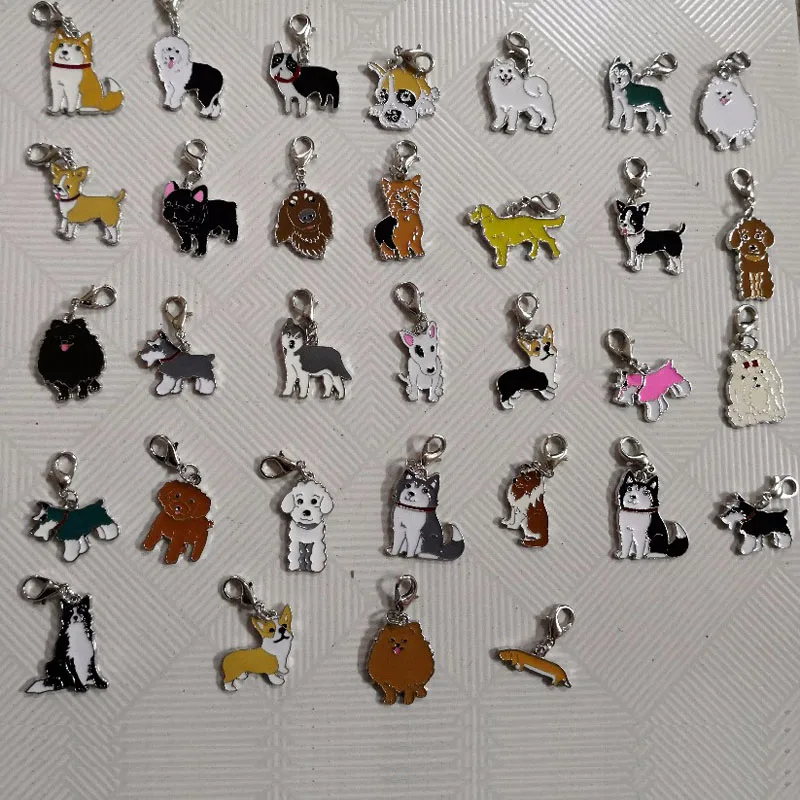 25MM DIY Enamel pet collar jewelry wholesale, Yorkshire dog charm pendant Corgi Shetland Sheepdog Shepherd Chihuahua French Bull