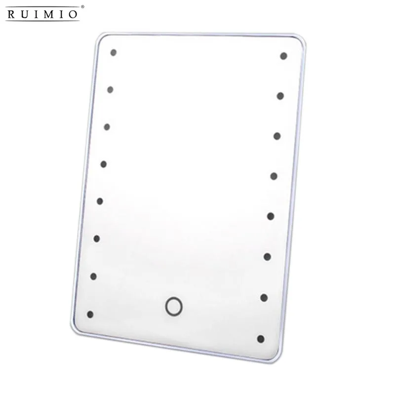 

RUIMIO 16 LEDs Makeup Mirror Cosmetic Mirror with Touch Dimmer Switch Battery Operated Vanity Mirror with Stand Tabletop