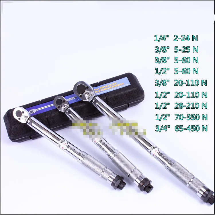 

Torque Wrench 1/2" 1/4" 3/4" 3/8" 2-5-20-24-25-28-60-65-70-110-210-350-450N.M Accuracy 4% LF1