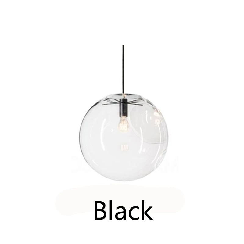 Простой современный стеклянный шар подвесной светильник светодиодный E27 арт-деко Европейский подвесной светильник с 8 стилями для спальни ресторана кухни гостиной - Цвет корпуса: Black