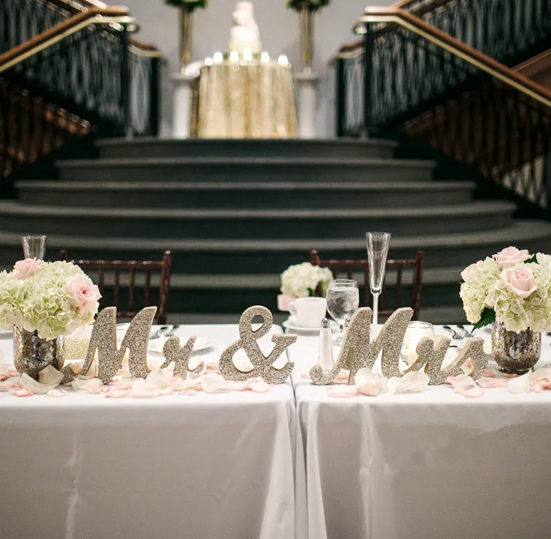  Silver Mr and Mrs Sign Wedding Sweetheart Table Decorations Mr and Mrs Letters Decorative Letters f