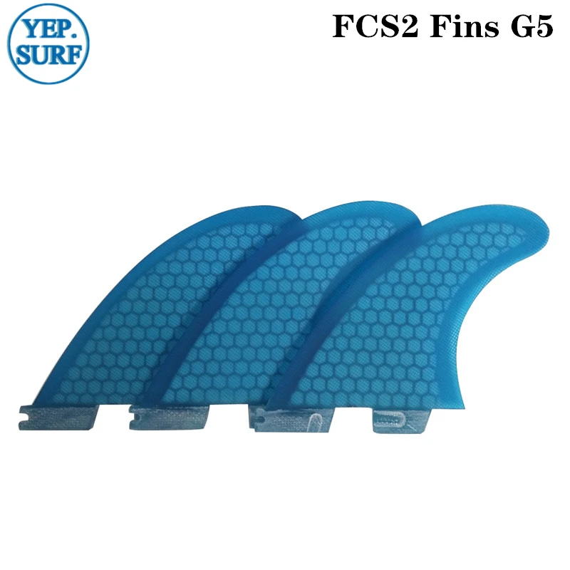 Surf FCSII fins Tri fin set G3/G5/G7/K2.1 Fibreglass Honeycomb Carbon free shipping - Цвет: blue G5