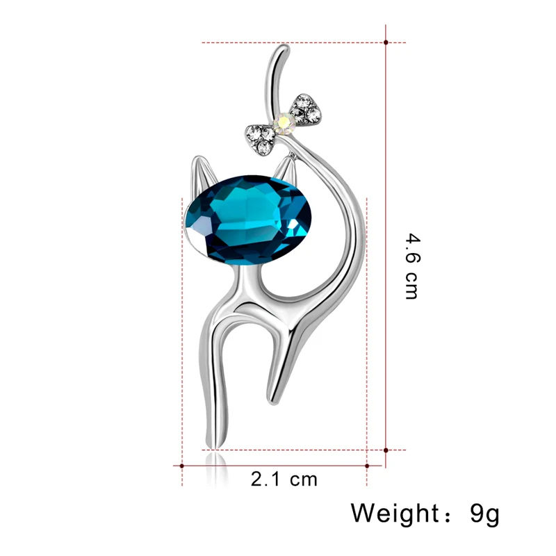 Сапфировые стразы, кошка, брошь, животное, брошь, ювелирное изделие, бант, циркон, кристалл, серебро, цветные значки и броши для женщин, шарф, хиджаб, булавка