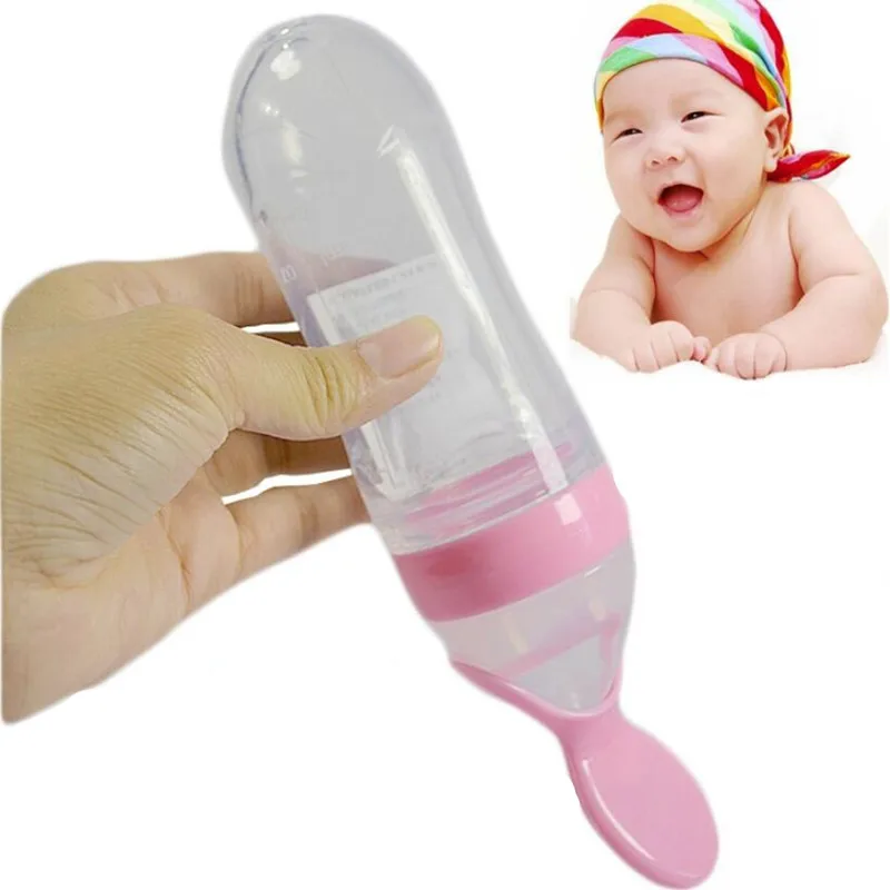 

Baby Squeezing Feeding Spoon Silicone Training Scoop Rice Cereal Food Supplement Feeder Safe Tableware Medicine Extrusion Tools