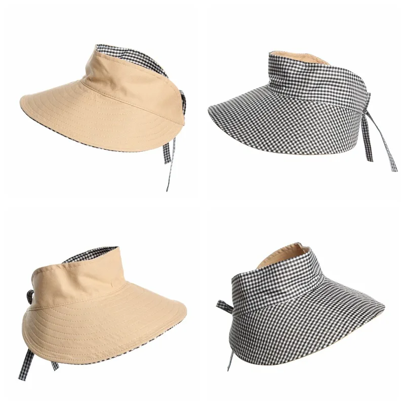 

VISOR-Visor cap for women Double sides Pure color cotton VISOR-Visor cap Spring summer work Outing Ventilate Adjustable Bucket H
