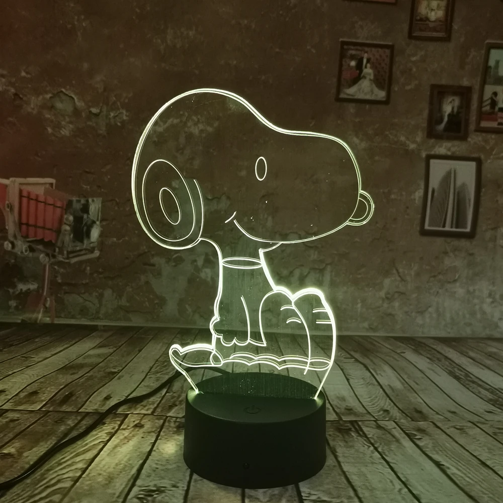 

Dropship Cute Kids Toys Feature Creative 3D Night Light Snoopy 7 Color Gradient Light LED USB Table Lamp Holiday Gift