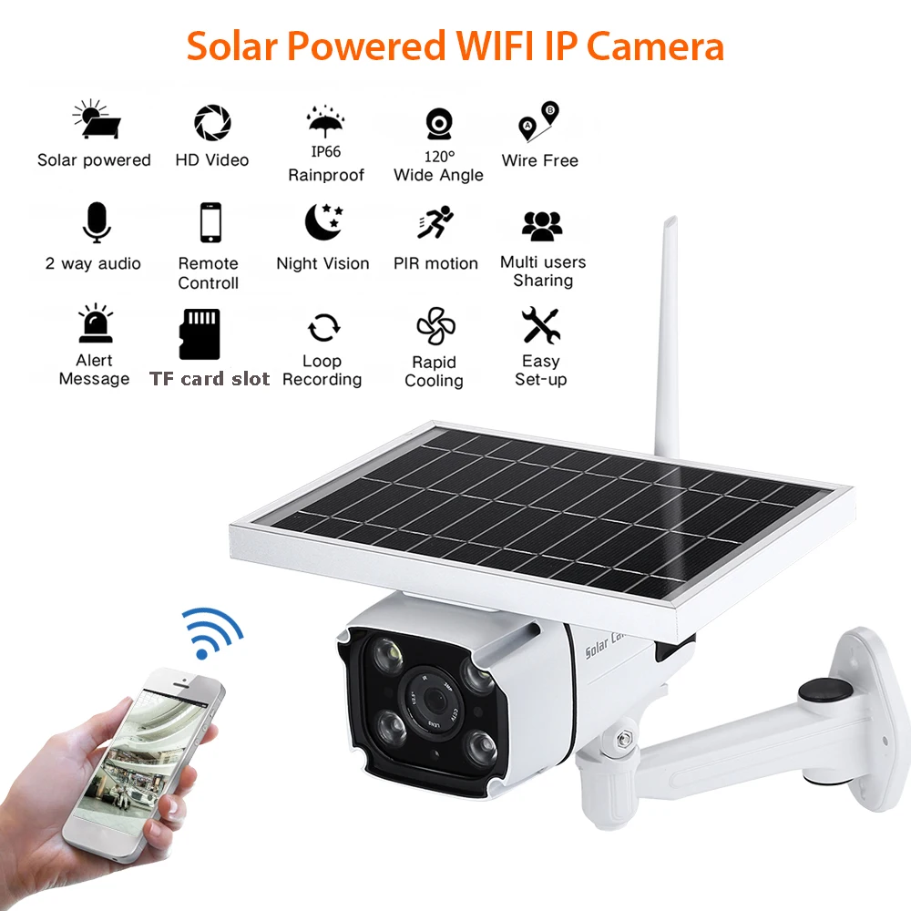 2MP Outdoor Solar Security IP Camera Wireless WIFI Surveillance Cam Night Vision