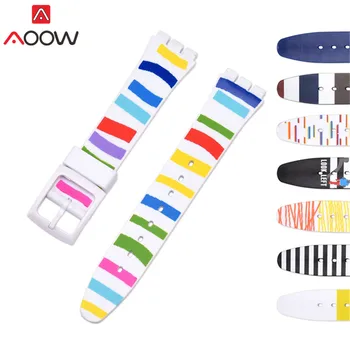 

16mm 17mm 19mm Colorful Silicone Watchband for Swatch Watch Rainbow Men Women Rubber Replace Bracelet Strap Band Accessories