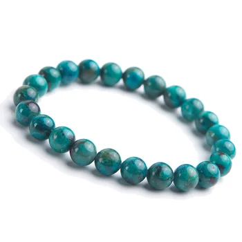 

Genuine Natural Green Malachite Round Beads Bracelet 8mm Chrysocolla Women Lady Stretch Reiki Crystal Bracelet AAAAA